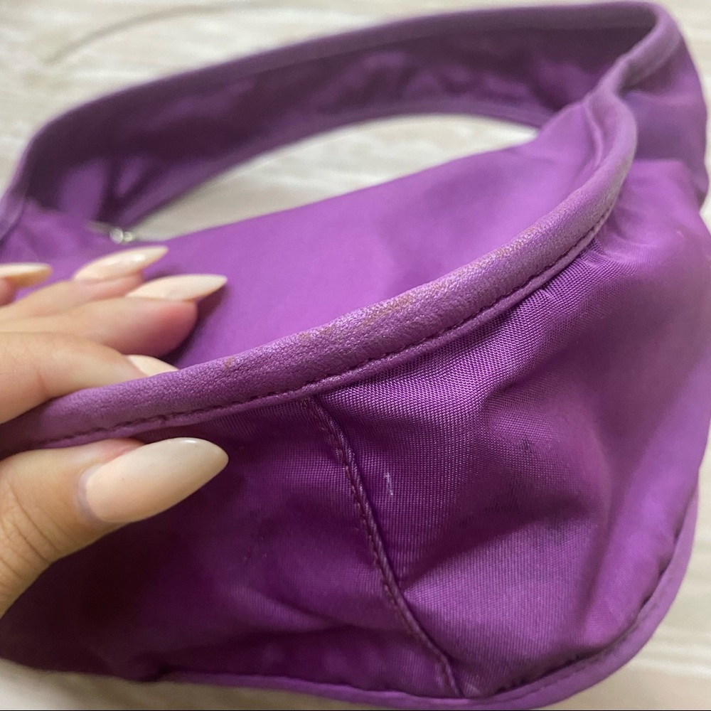 100% Authentic Prada purple nylon baguette mini bag purse designer luxury - Picture 5 of 16